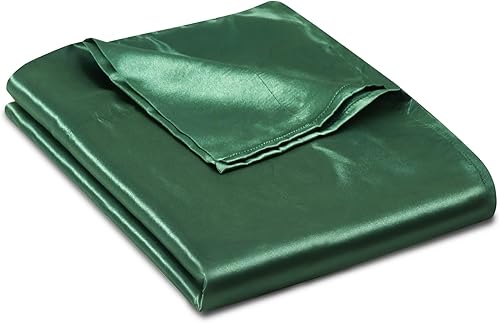 Solo sábana encimera de satén, sábana encimera individual matrimonial, lujosa y ultrasuave, sedosa para colchón matrimonial, color verde esmeralda