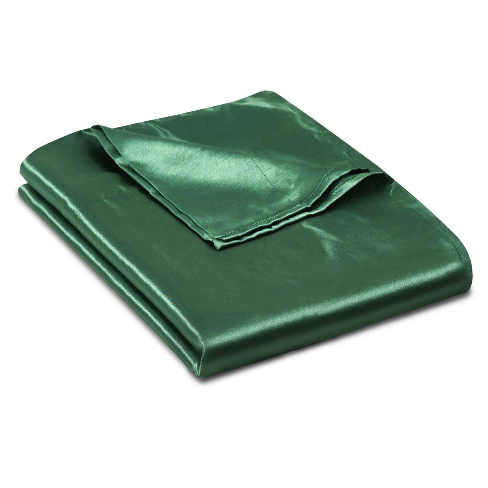 Ersmak Satin Flat Sheet Only, Single Flat Sheet Twin, Luxury & Ultra Soft Silky Bedding Top Sheet for Twin Mattress - Emerald Green