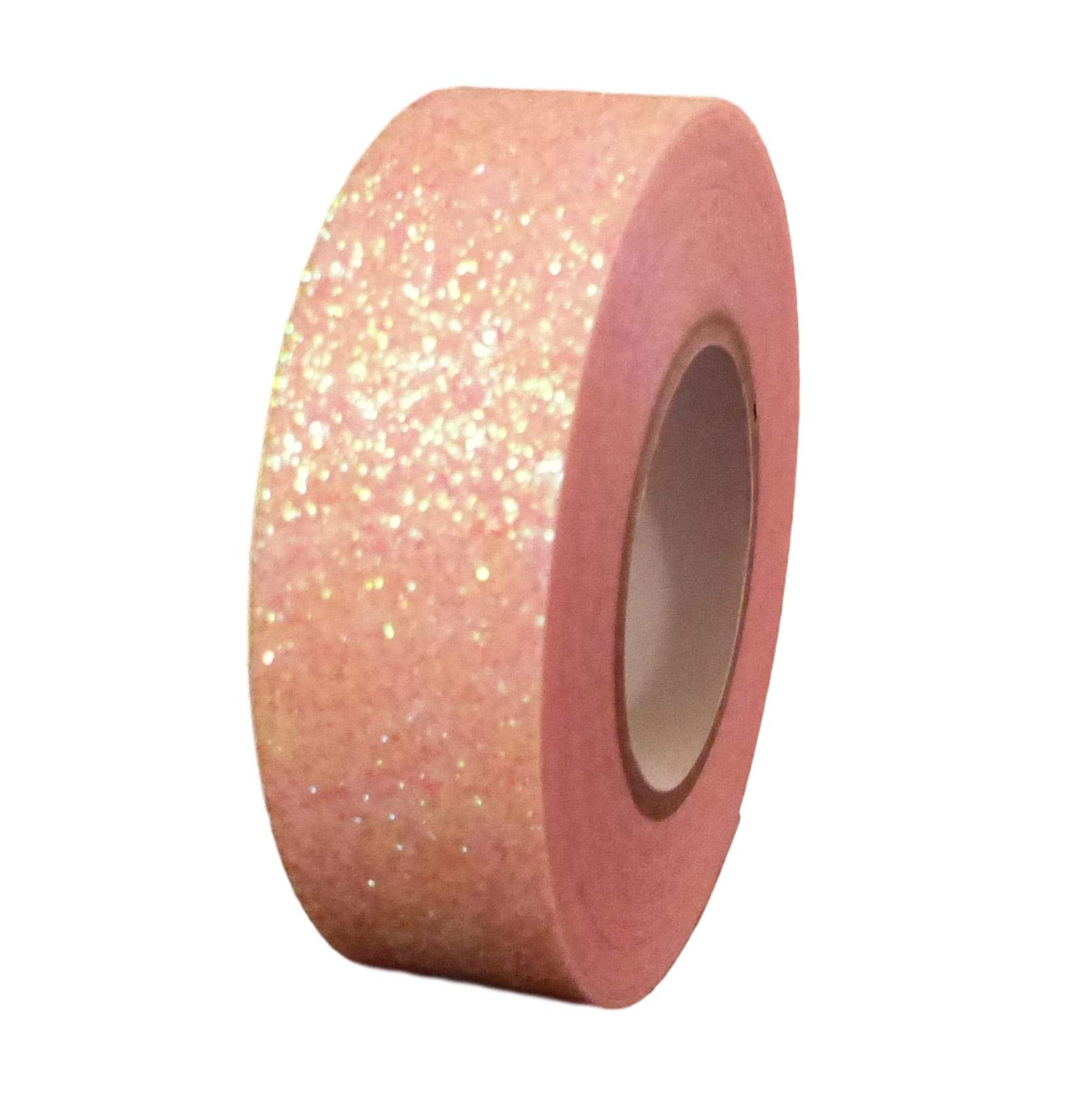 Syntego Pink Iridescent Glitter Washi Tape Decorative Craft Self Adhesive Stick On Sticky Glitter Trim (Pink Iridescent)