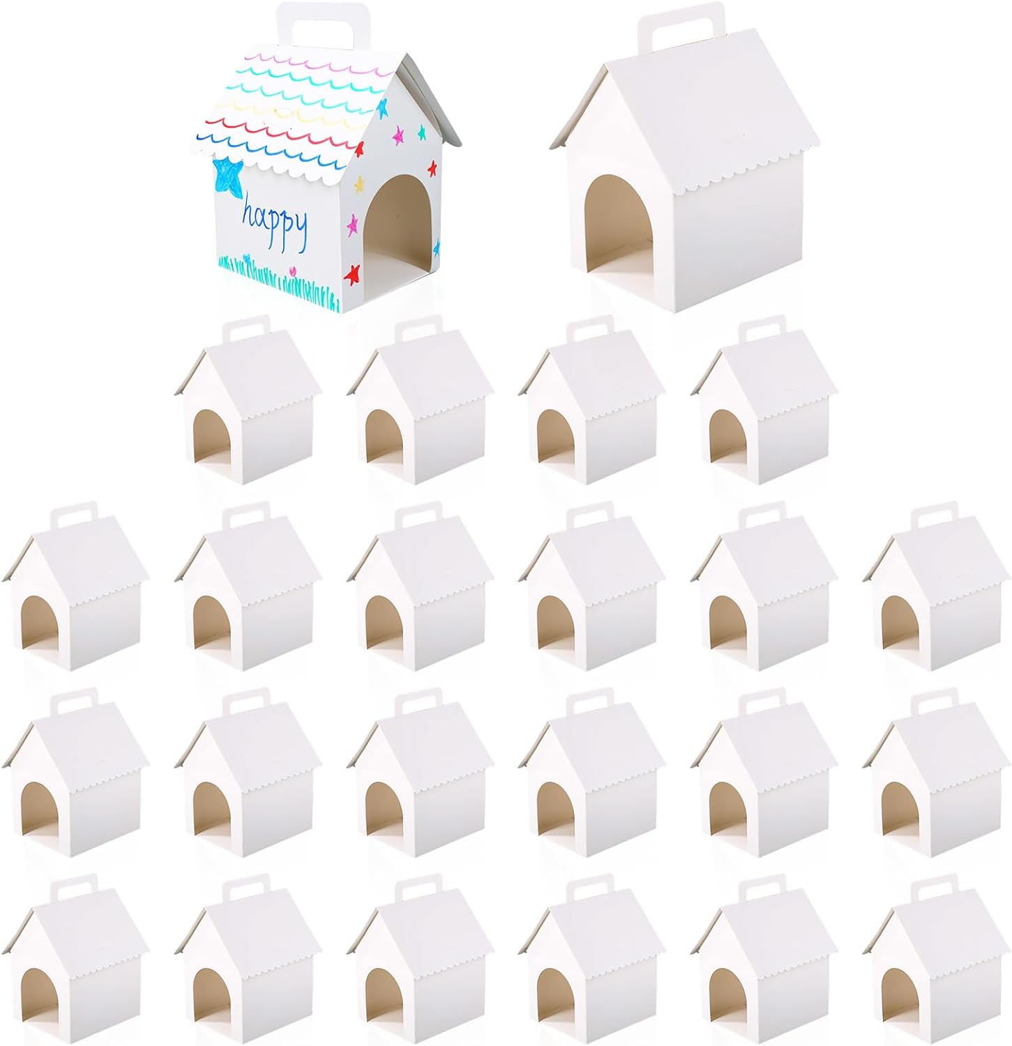 Goktvai 24pcs Large Dog Party Favors Boxes, White DIY Adopt a Puppy House Party Themed Boxes Foldable Dog Pet Gift Stuff for Crafting Birthday Decorations