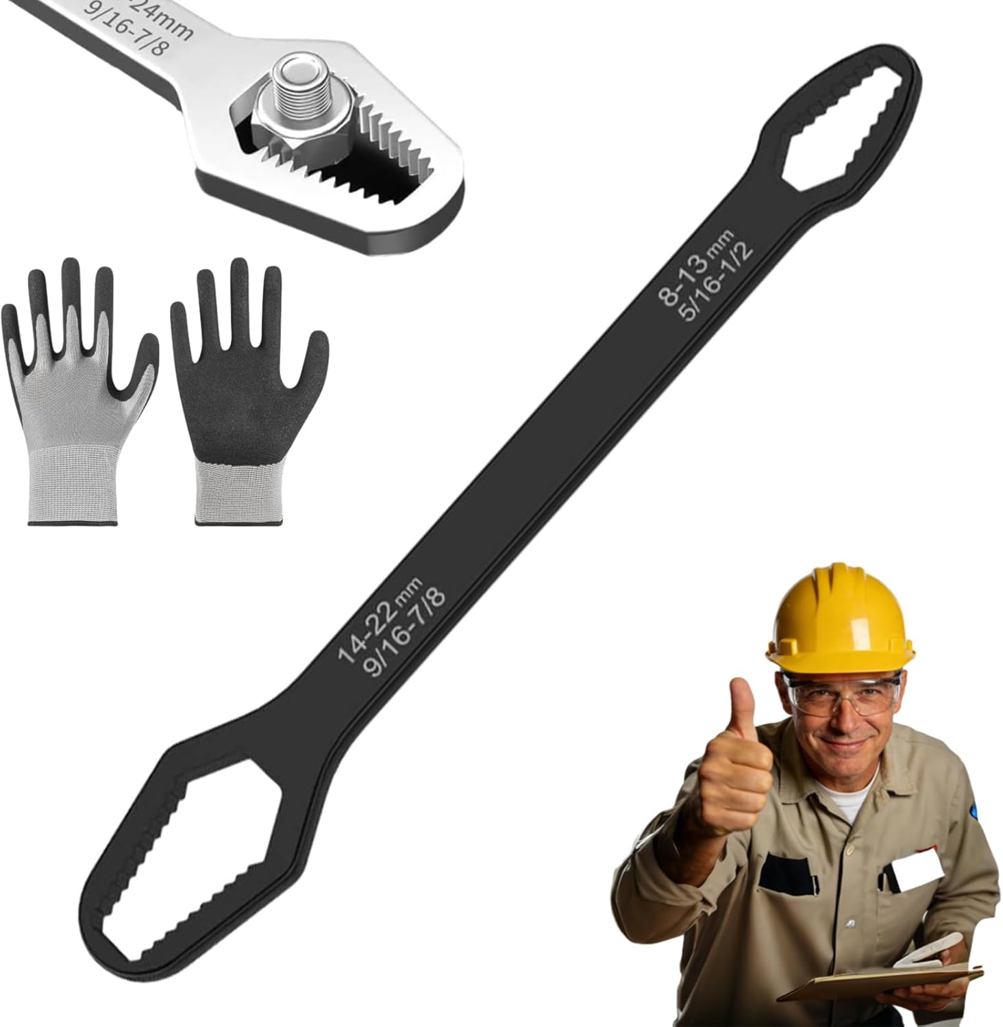 2026 Upgraded Double Ended Torx Wrench, Universal Automotive Torx Wrench 3-22mm Self-Tightening, Universal Car Torque Wrench for Diy Machine Auto Maintenance for 4mm-15mm Nuts (Black Set (1))