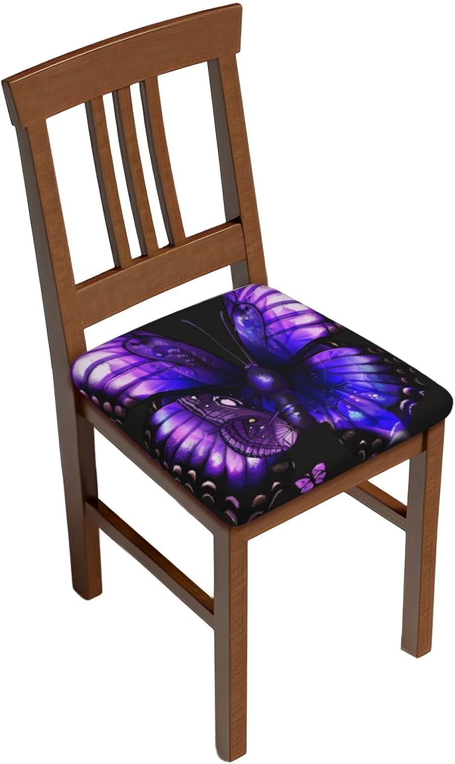 Purple Butterfly 1 Print Square Cushion Covers 6 Pcs Set Elastic Non-Slip Seat Cushion Slipcovers Pet Furniture Protectors for Chair, Sofa