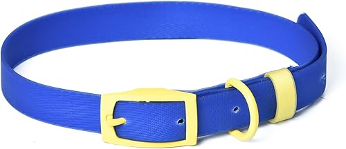 Miniatura 2 de Wags & Wiggles Collar de PVC impermeable azul marino - Grande  Collar de PVC impermeable azul marino y amarillo para perros  Perfecto para el verano