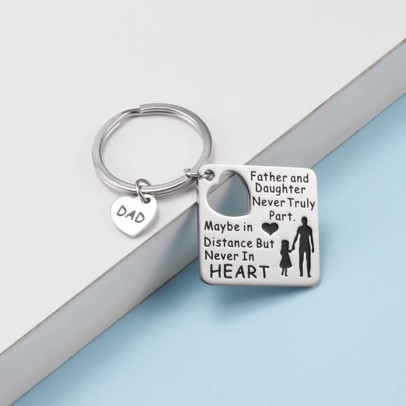 CheersLife Regalo Per La Festa Del Papà,regalo Papa Portachiavi Papà,regalo Di Compleanno Per Uomo Acciaio Inossidabile Portachiavi Con Lettere Informazione Figlia Che Fa Un Regalo a Papà