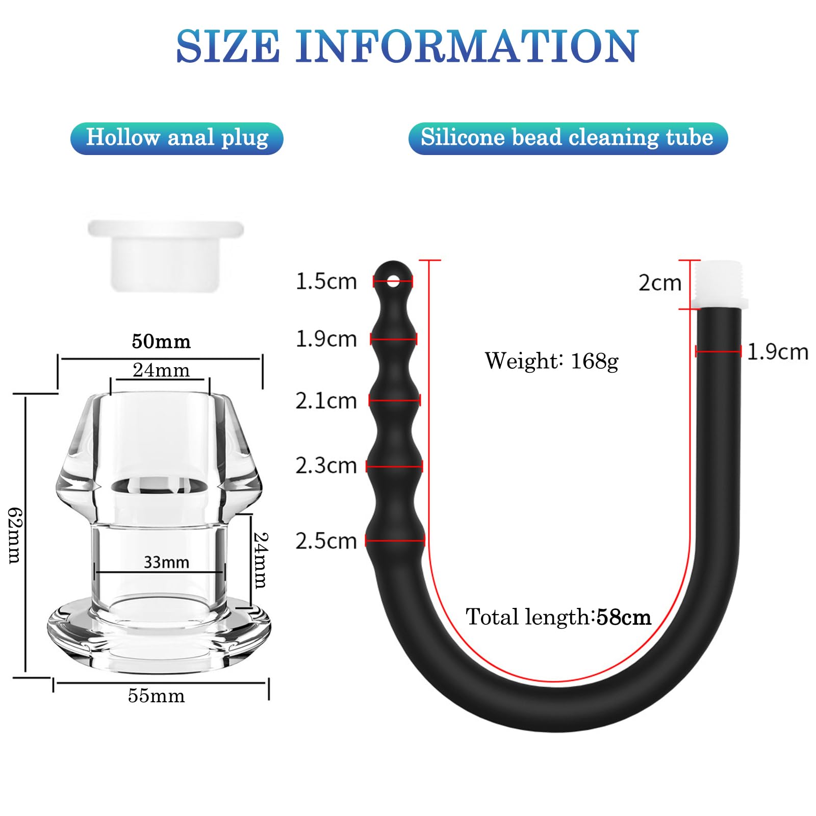 BDSMJOY tubo flessibile per doccia con Plug anale cavo trasparente, Doccia Clistere in Silicone, clistere per Anale Vaginale Colonic, Plug Anale Sex toys Donne Uomo