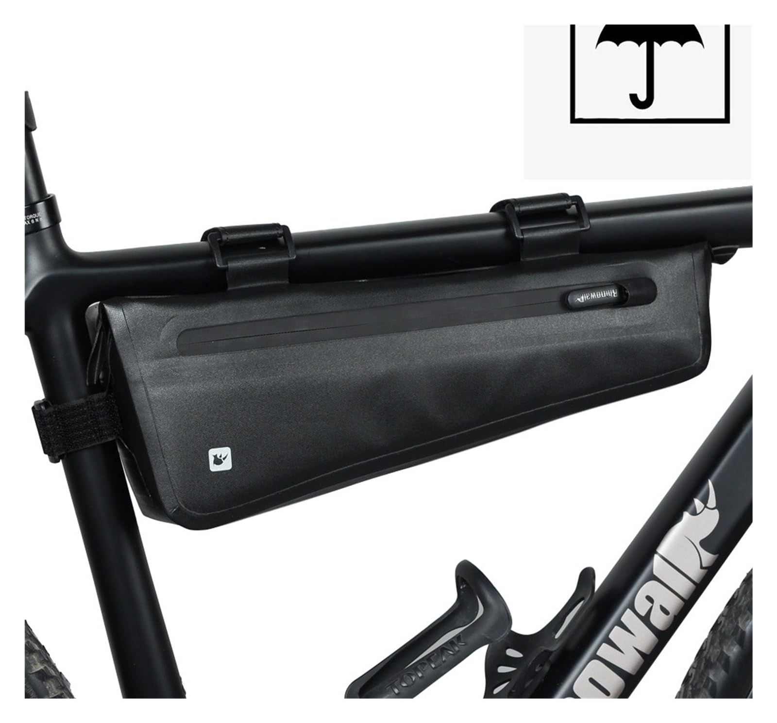 1 bolsa impermeable for tubo de marco frontal triangular de bicicleta.