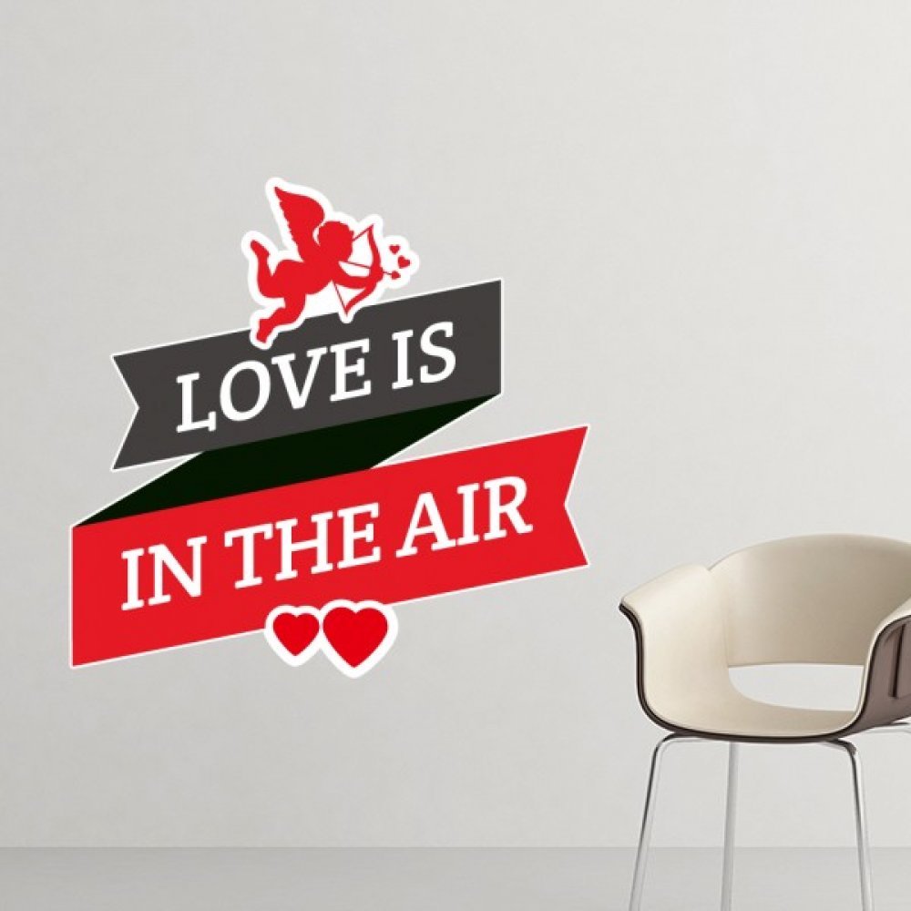 Sticker mural amovible rouge et noir avec motif coeur pour décoration de chambre