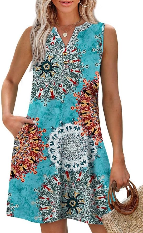 XIEERDUO Summer Dresses for Women 2026 Beach Vacation Clothes V Neck Button Sundresses with Pockets - Image 2