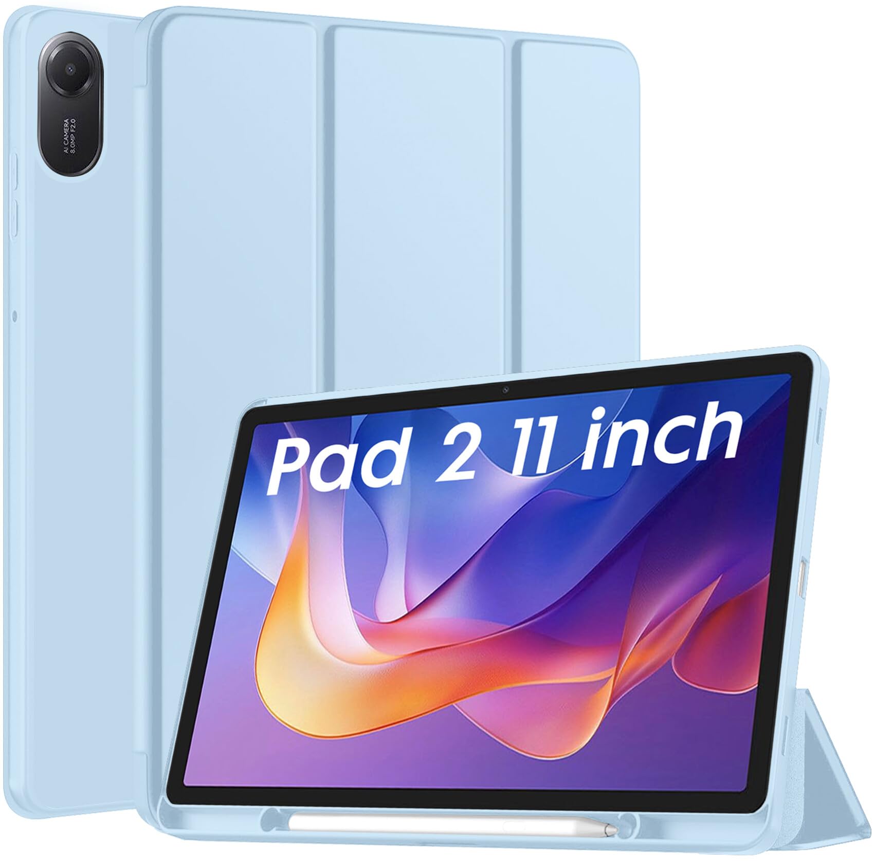 Robustrion Cover for Redmi Pad 2 11 inch Cover Case with [Pencil Holder], Trifold Flip Stand Cover Case for Redmi Pad 2 11 inch Tablet [Auto Sleep/Wake Support] - Light Blue