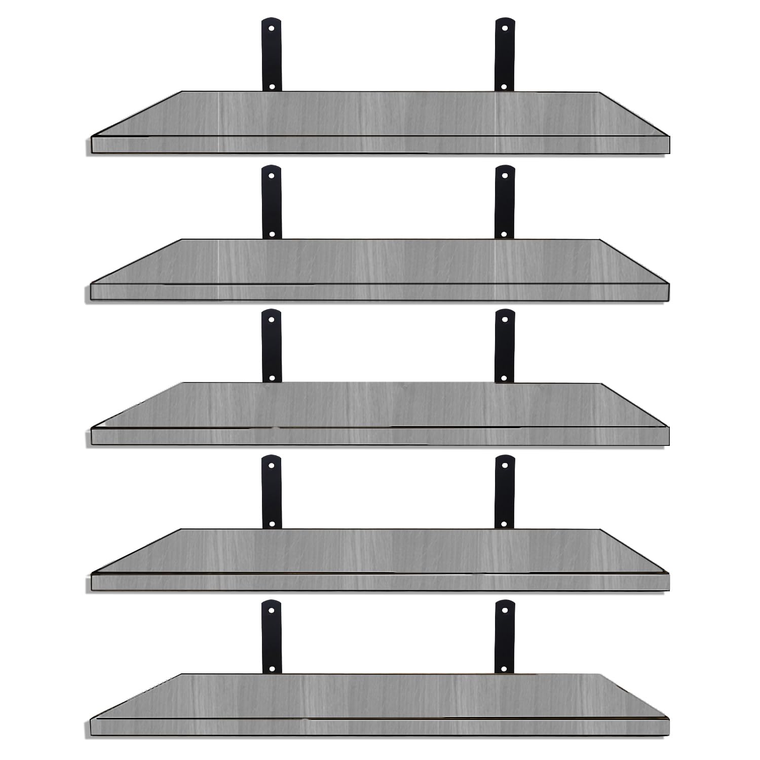 Mardili Shelves Wood Wall Mounted Shelf, Rustic Shelves Set of 5（Gray）