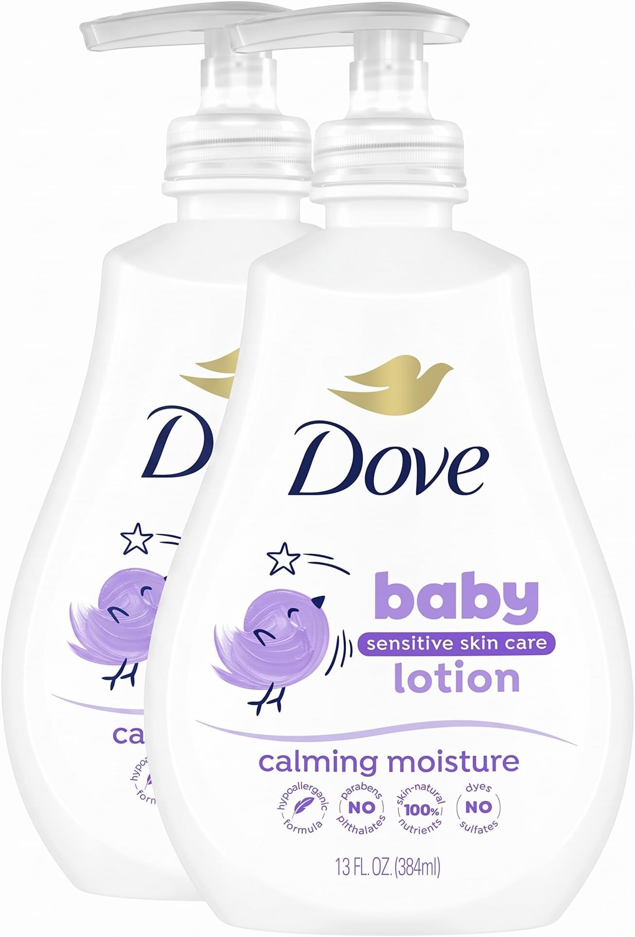 Sensitive Skin Care Baby Lotion For a Soothing Scented Lotion Calming Moisture Hypoallergenic and Dermatologist-Tested 13 oz (Pack of 2)