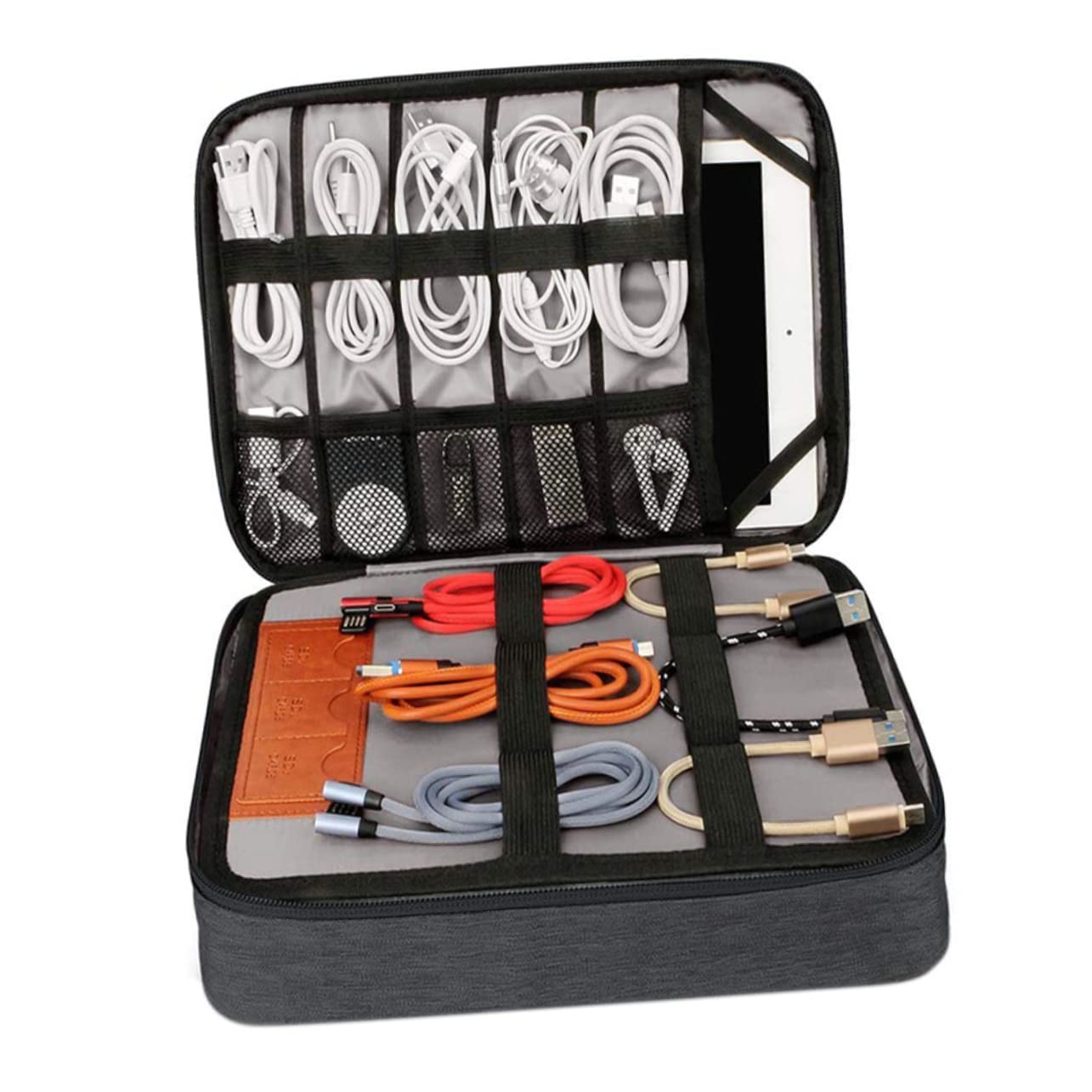 Artibetter Custodia Per Dispositivi Elettronici Organizer Per Cavi Da Esterno Strati Per Archiviazione Digitale e Viaggi Contiene Spazio Per Due Telefoni e Tablet Da Maniglia Per Trasporto Co