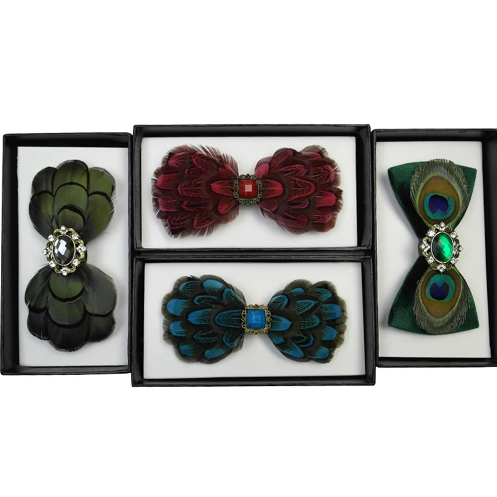 Spilla con Fiocco Papillon da Uomo Papillon di Piume Ottimo for la Cravatta Maschile for la Festa di Nozze(Color3)