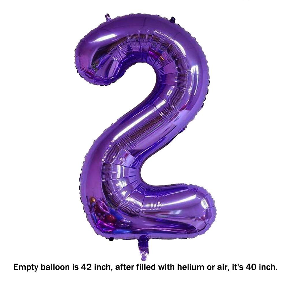 40 Inch Purple Number Balloon – Giant Foil Mylar Helium Balloon For Birthdays & Anniversaries – Reusable Party Decorations - View #11