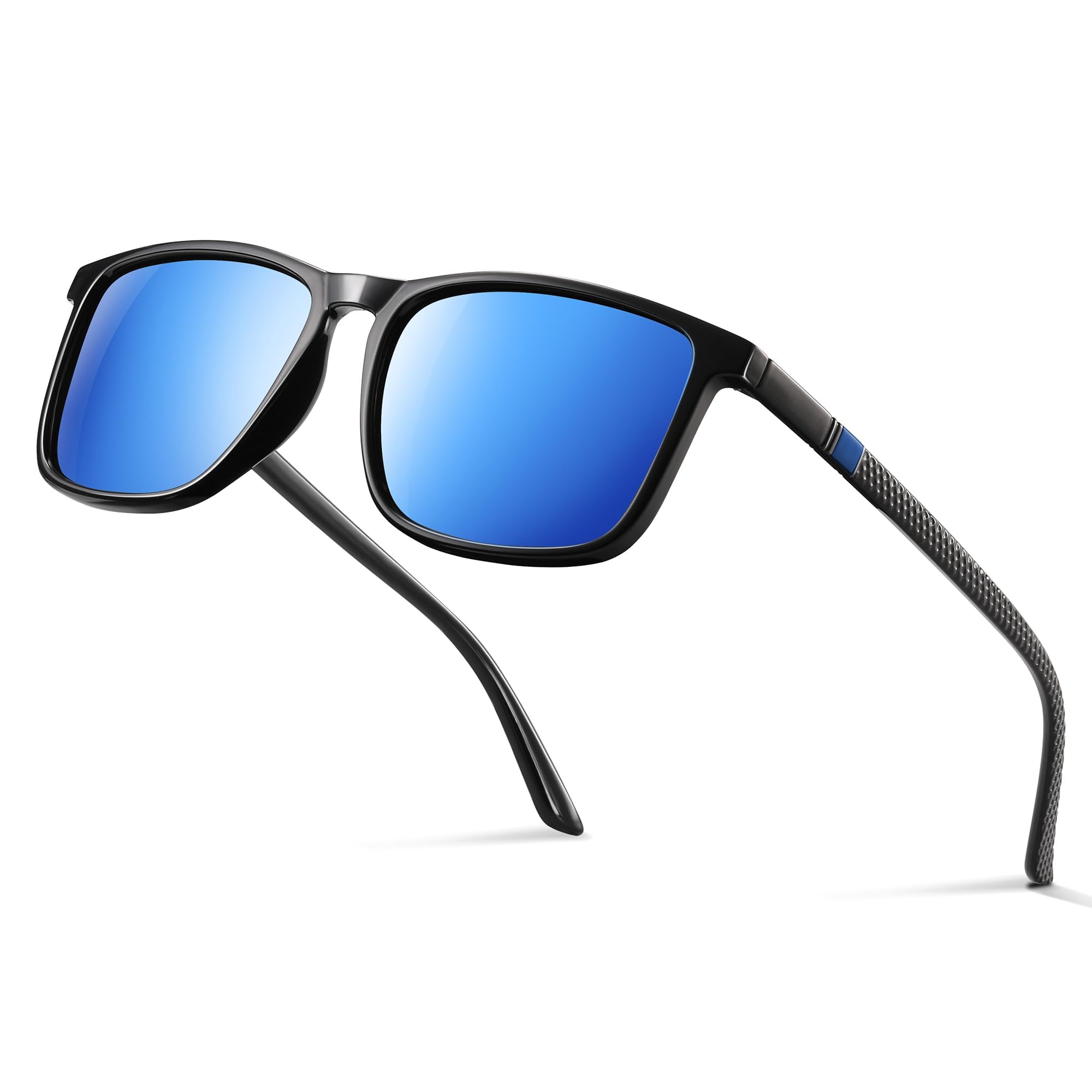 Occhsouo Polarisiert Sonnenbrille Herren - Damen UV400 Schutz Sunglasses Men Women TR90 Ultraleichte Rahmen Schwarz CAT 3 CE Retro Sport Polarisierte Sonnenbrillen für Angeln, Fishing, Fahren, Ski