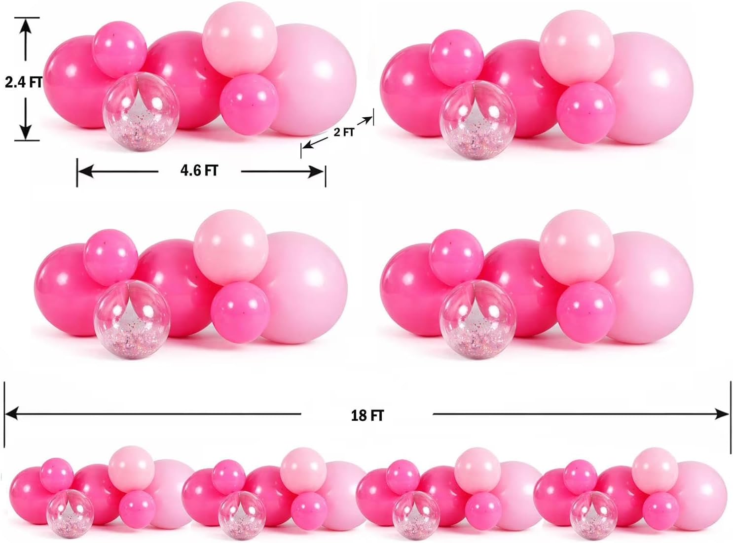 PartyAire 18' Reusable PVC Balloon Arch Kit (Pink Paradise)– 28 Piece Inflatable Balloon Garland – Easy Setup – Durable, Latex-Free, Weather Resistant – Perfect for Birthdays, Outdoor Events