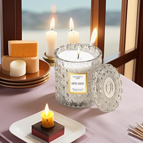 Miniatura 3 de Chloefu LAN Vela perfumada de hotel con aceite esencial natural, regalo de vela de cera de soja de lujo, altamente perfumada, 8.1oz, mezcla única