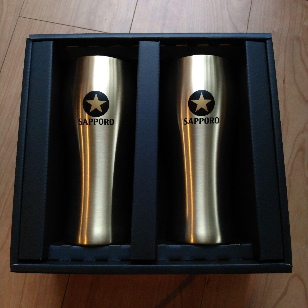 Amazon.co.jp: ステンレスダブルウォールビアグラスペアサッポロ黒  