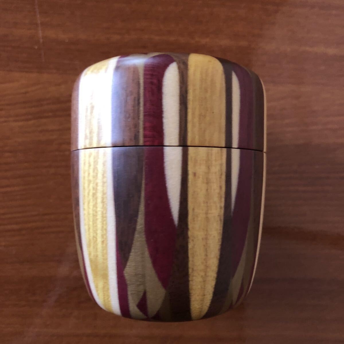 寄木細工 棗 ナツメ 茶筒 小物入れ 伝統工芸品 木工芸 未使用 長期保管品 管理ZI-LP-31