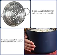 Vista 7 de Olla caliente eléctrica, cocina rápida de fideos de 1.8 litros, cocina eléctrica, olla de cocina multifuncional, sartén, mini vapor, cacerola Azul