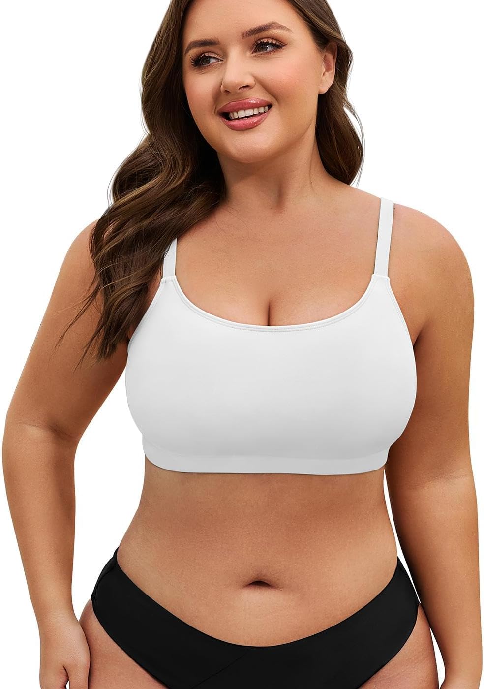 American Trends Plus Size Bikini Top for Women Large Bust Swim Tops Sports Swim Bra with Strong Support