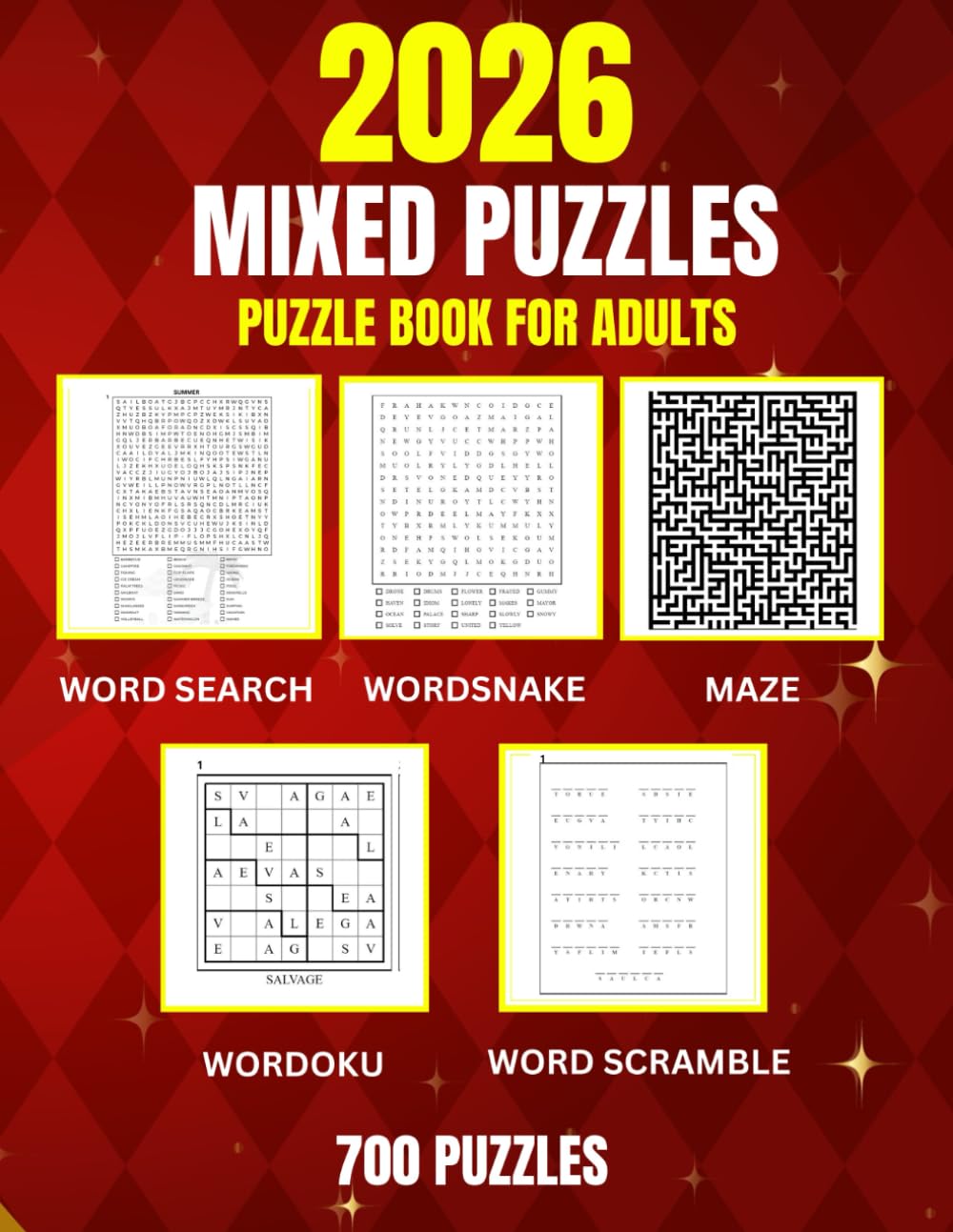 Mixed Puzzle Book For Adults : Activity Book: Includes Word Search, Maze And Word Scramble