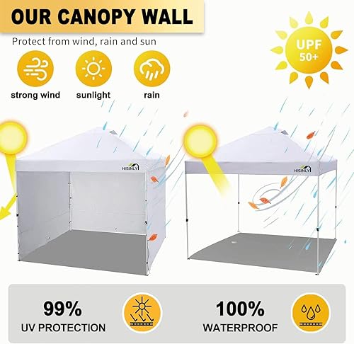 Miniatura 10 de Hisinly Paredes laterales de tienda de campaña instantáneas para toldo desplegable de 10 x 10 pies, impermeable 300D, 4 paredes laterales con