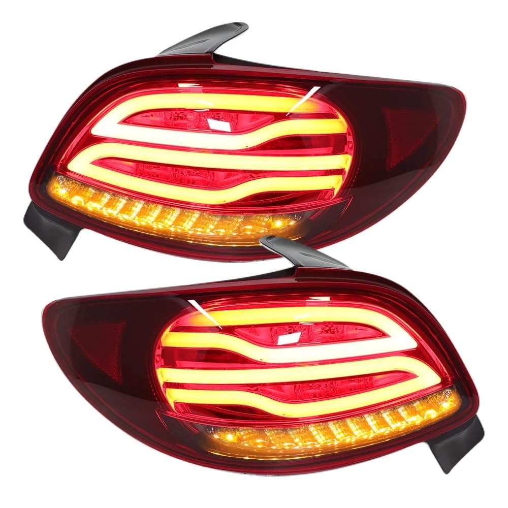 Lampada posteriore fanale posteriore 1 paio di luci posteriori a rosse per Peugeot 206 206CC 2004-2008 con indicatori direzione a dinamici per segnale arresto del freno retromarcia fendinebbia