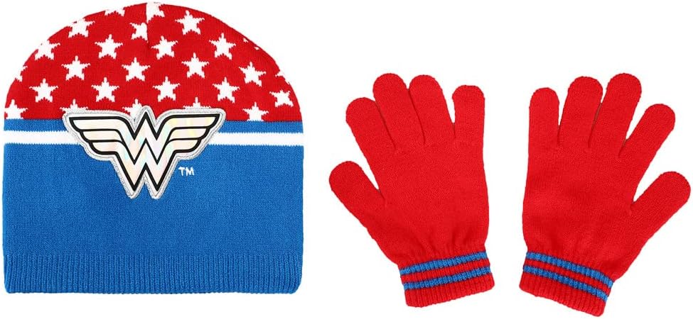 Wonder Woman Knitted Beanie and Gloves set for kids