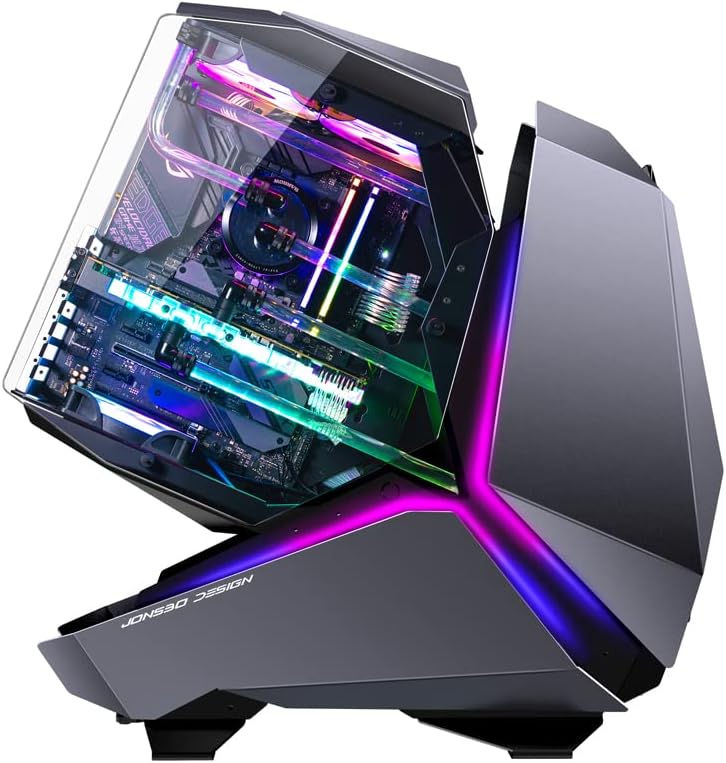JONSBO MOD5 Open Type ATX Mid Tower Gaming Computer Case, E-Sports Players Mecha Chassis, Custom Liquid Cooling Support,240/360 Liquid & 180mm Air Cooling,EATX/ATX MOBO Gray pc case