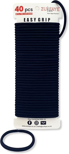 Zulfaye 40 Pcs Hair Bobbles for Thick Hair, Elastic Hair Bands, 4mm Snag Free Strong Hair Bands for Women, Hair Ties for Girls, Hairbands Women, Ponytail Holder (Black)