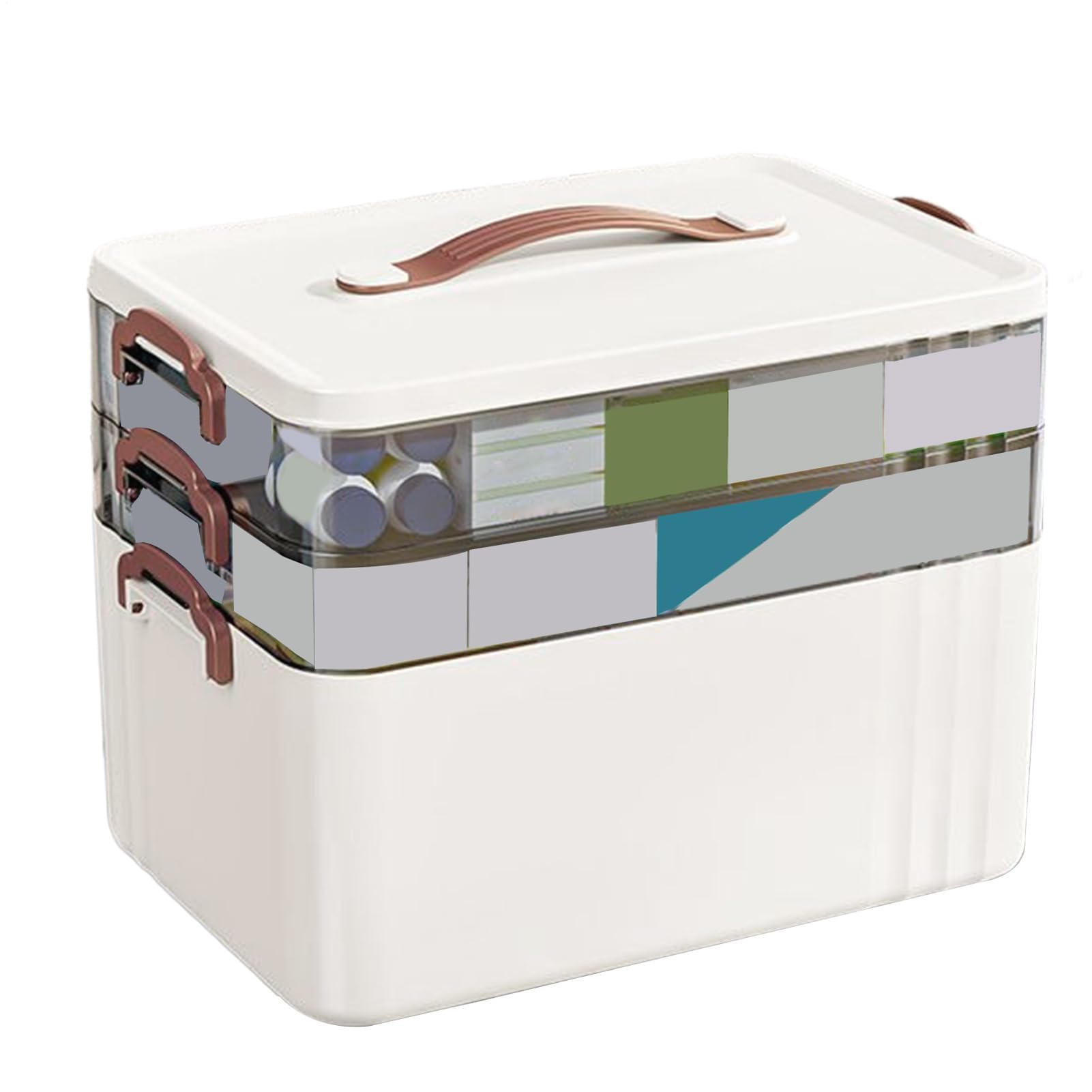 Caja de medicamentos multicapa, varios niveles, asa de soporte, contenedor transparente de gran capacidad, perfecto para camping, viajes, hogar, oficina, almacenamiento médico, píldoras, tabletas