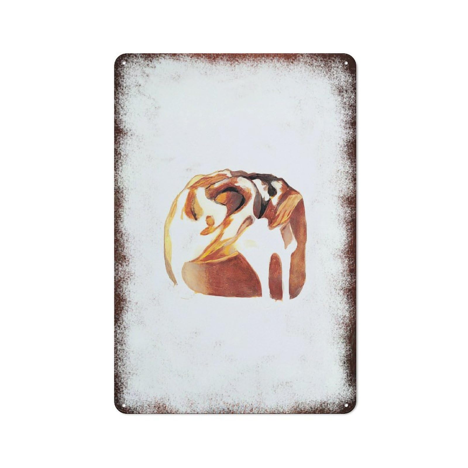 peiyeety Metal Tin Sign Cinnamon Roll Watercolor Pattern Vintage Rustic Wall Art Kitchen Bathroom Bedroom Living Room Cafe Farmhouse Entryway Office Garage Home Bar Laundry Room Porch Patio 8x12 Inch