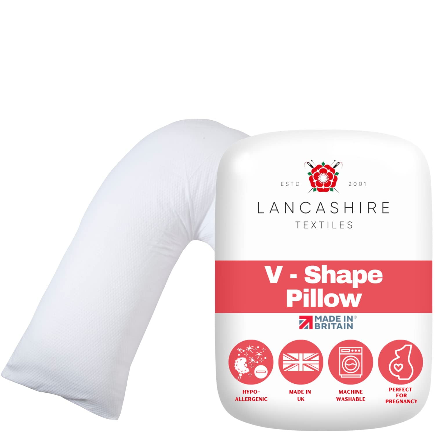 Lancashire Textiles V Shaped Cotton Blended Support Hollowfibre Filled Pillow