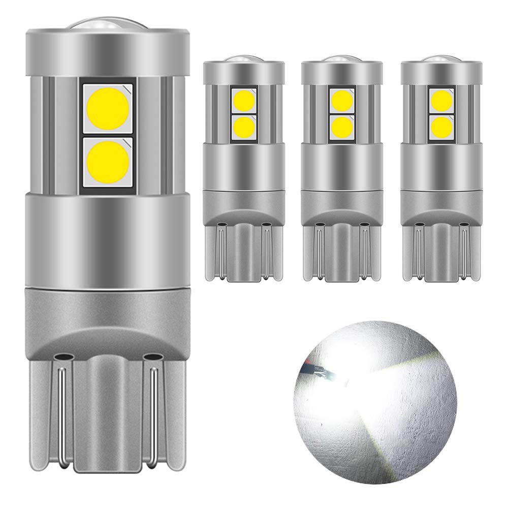 T10 LED 爆光 キャンセラー内蔵 車検対応 9個3030チップ12V-24V カー/バイク ポジション ナンバー灯/ルームランプ ホワイト（4個入り）