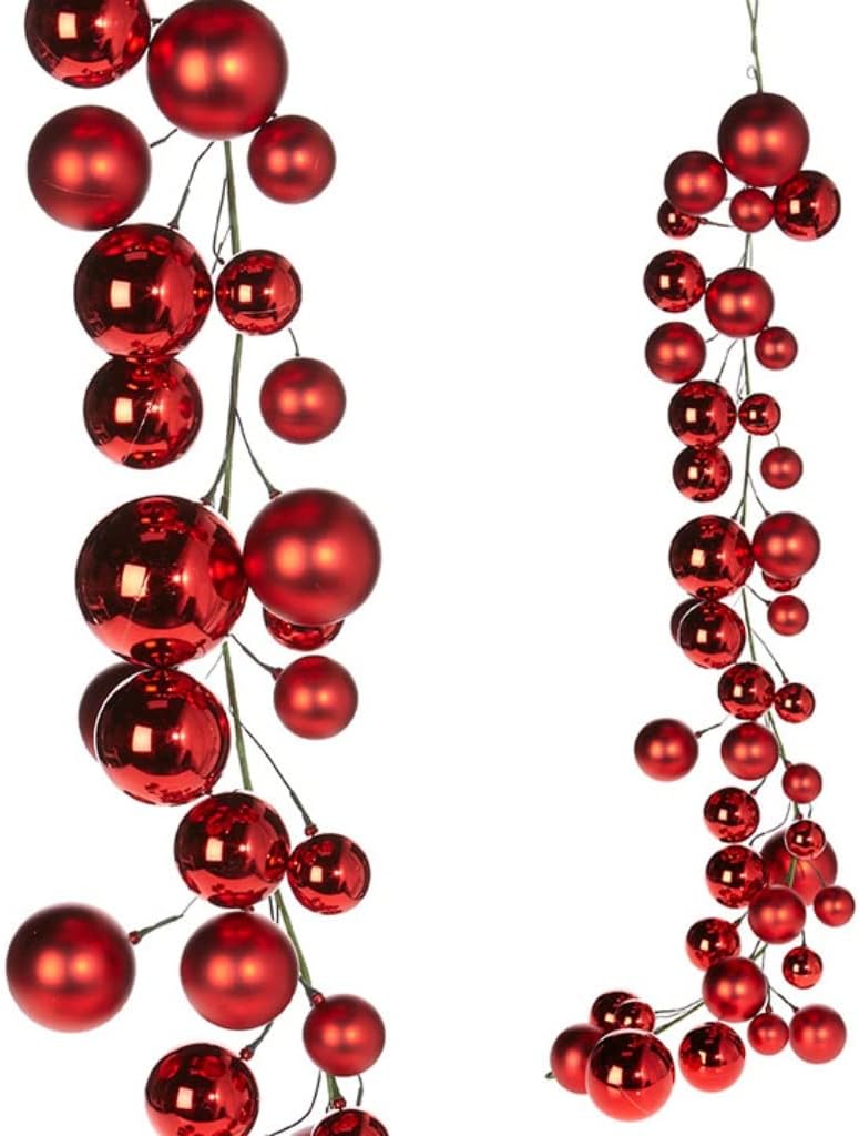 Raz Imports 4' RED Christmas Bulb Ornament Garland G3832771
