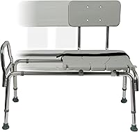 DMI Sliding Tub Transfer Bench Shower Chair - Adjustable Height 19-23.5", 400lb Capacity, Non-Slip Aluminum Frame, FSA Eligible, Safe Bathing Aid