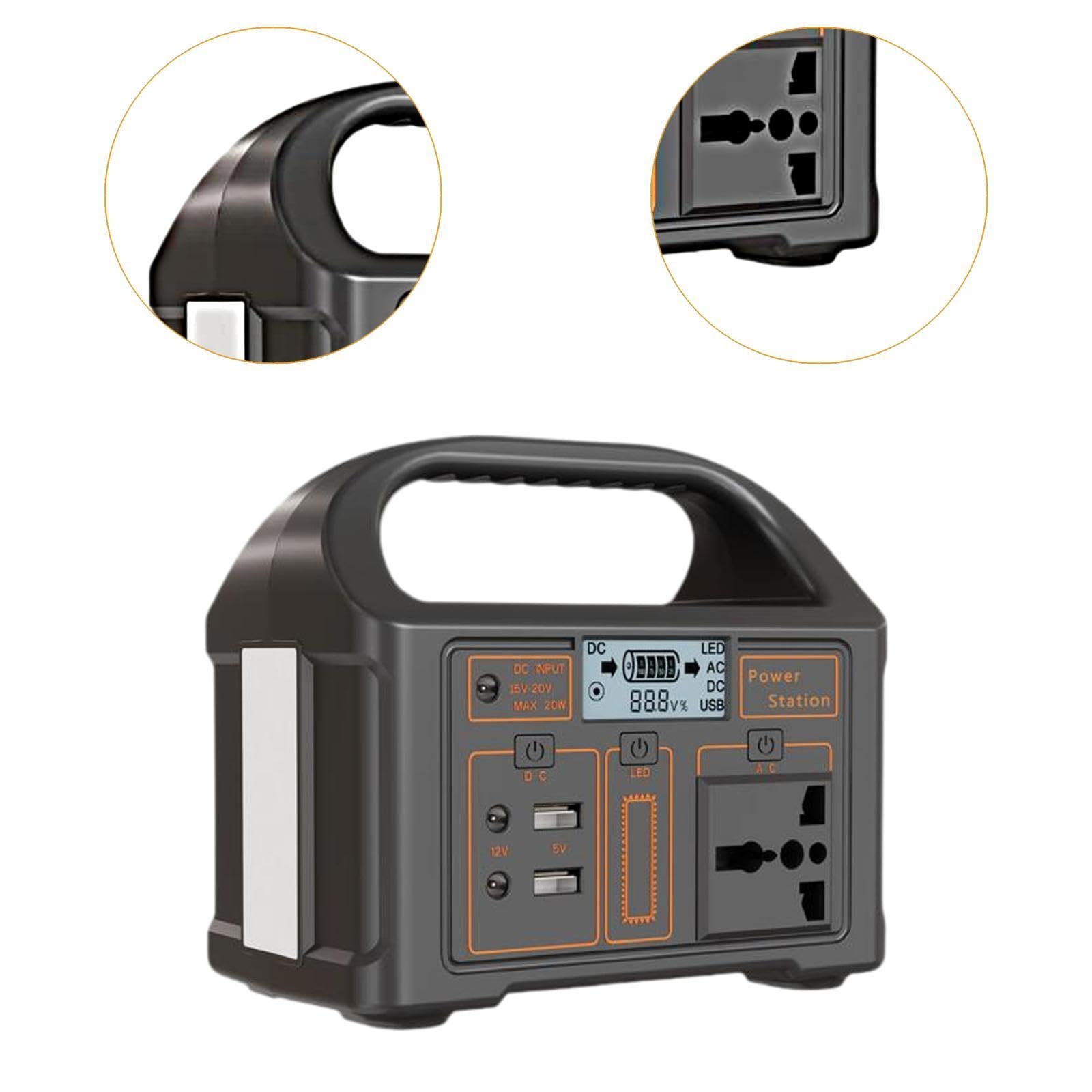 Generatore Power Bank Portatile con Ingresso Fotovoltaico da 18 V 20 W, capacità di 768 Wh E Uscita di 100 W, Portatile con Maniglia.