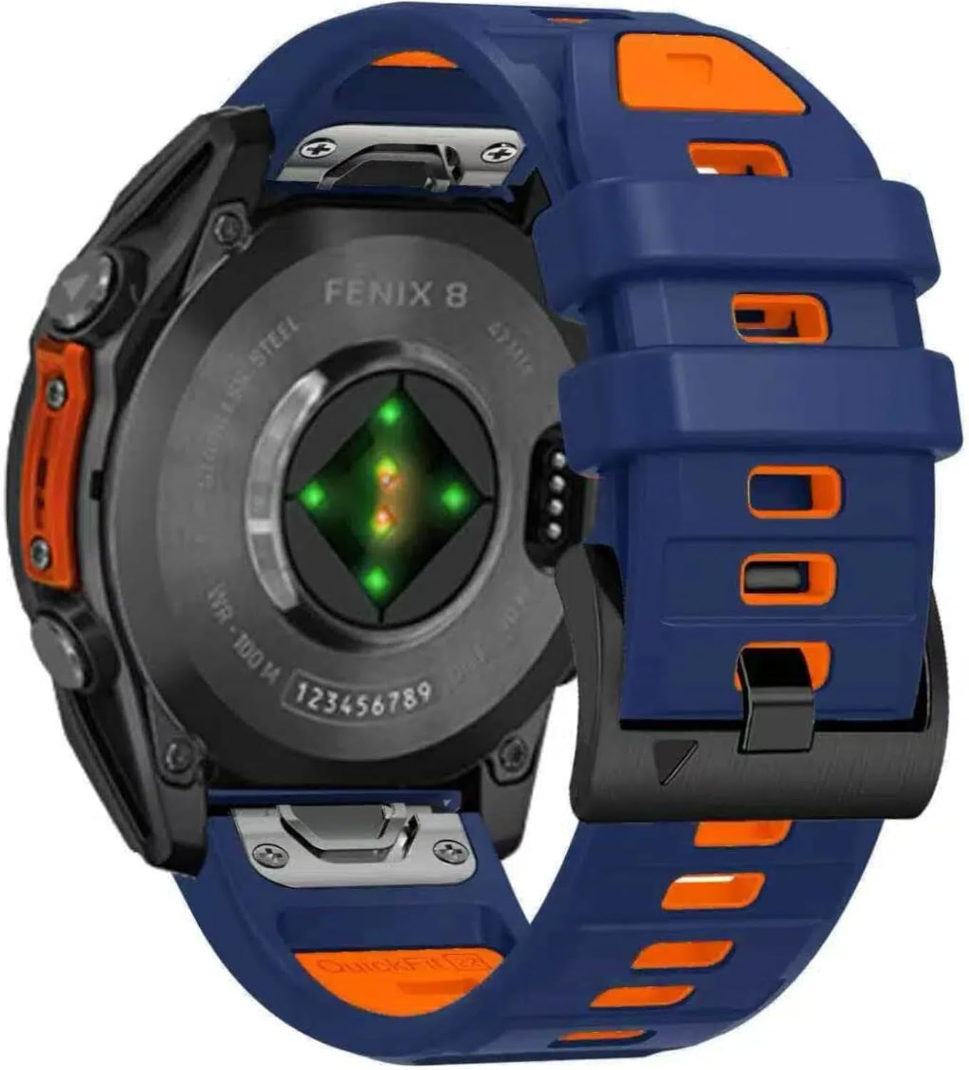 26mm Quick Fit Two-Tone Silicone Watch Band, Horizontal Texture Inner Breathable Strap with Black Brushed Stainless Steel Triangle Logo Buckle, Replacement Wristband for Garmin Fenix 8 51mm/7X Pro/7X/6X Pro/5X Plus/3, Epix Pro 51mm, Instinct 3 50mm/2X, Quatix 7X/8 51mm/3, Tactix 8 51mm/7 Pro, Descent Mk1/Mk2i, Enduro 2, D2, Sports Business Daily Use,No clipping bars image 2