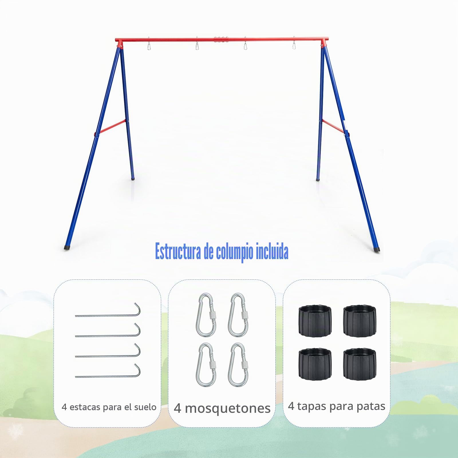 KOMFOTTEU Estructura de Columpio de Metal, Marco para Columpio Infantil con Carga de 250 kg, Estructura en Forma de A, para Jardín, Patio, Parque, 260 x 183 x 183 cm