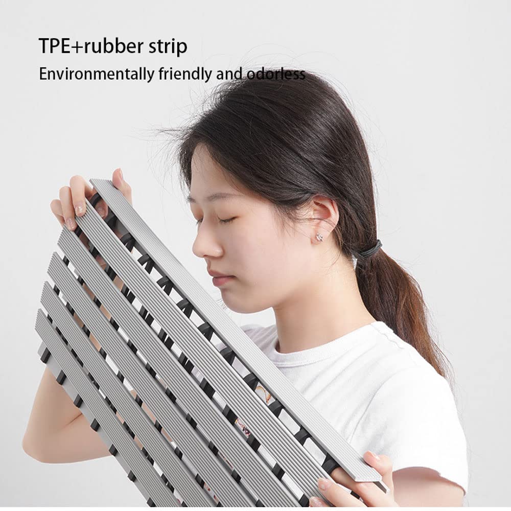 TPE-Duschmatte, umweltfreundliche, rutschfeste Badematte, doppelte rutschfeste Duschmatte mit schneller Entwässerung für das Badezimmer-Gray||61x61cm