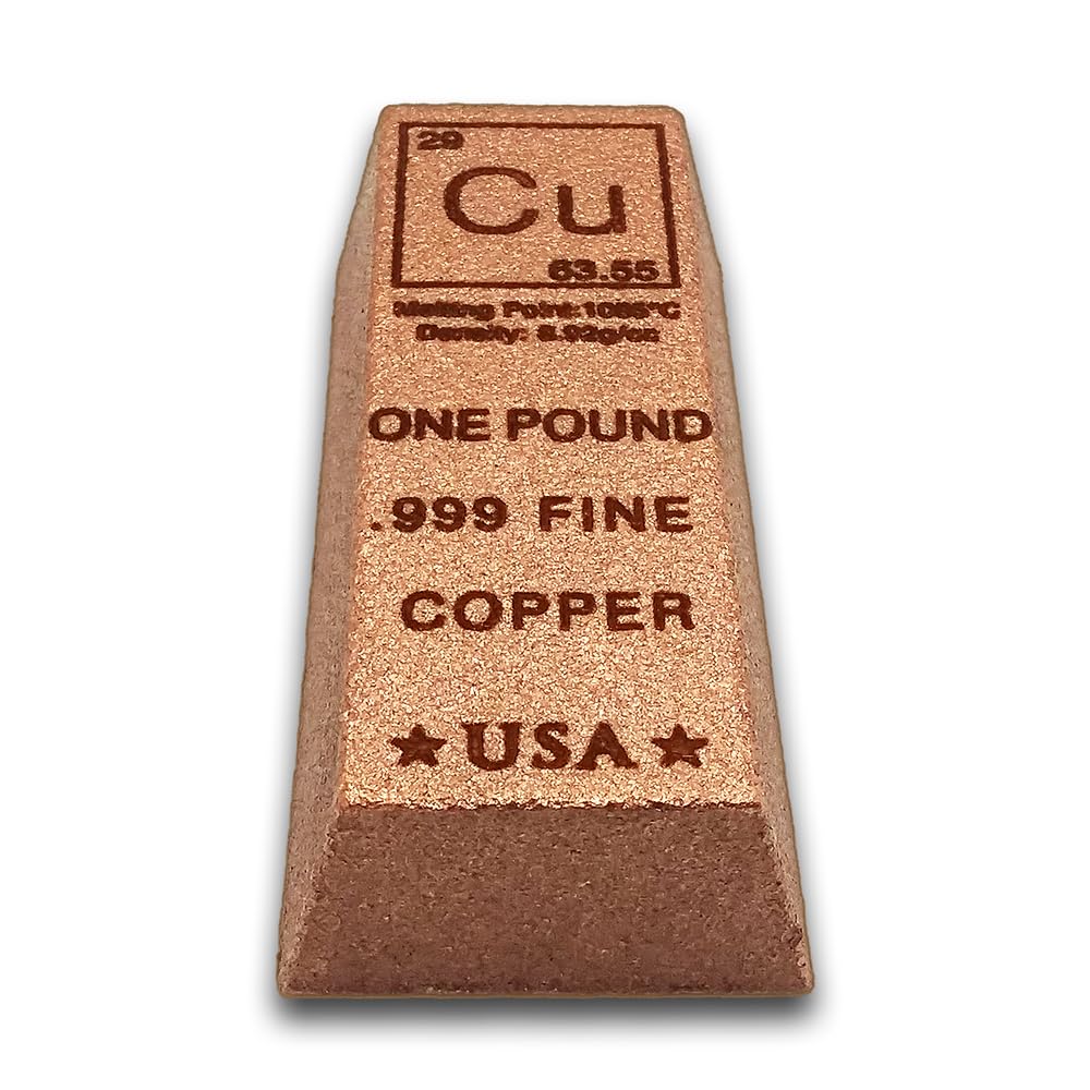 1 Pound lb (16 oz) - Trapezoid Style Copper Bullion Bar Paperweight - .999 Fine Ingot - Element Design with Certificate of Authenticity