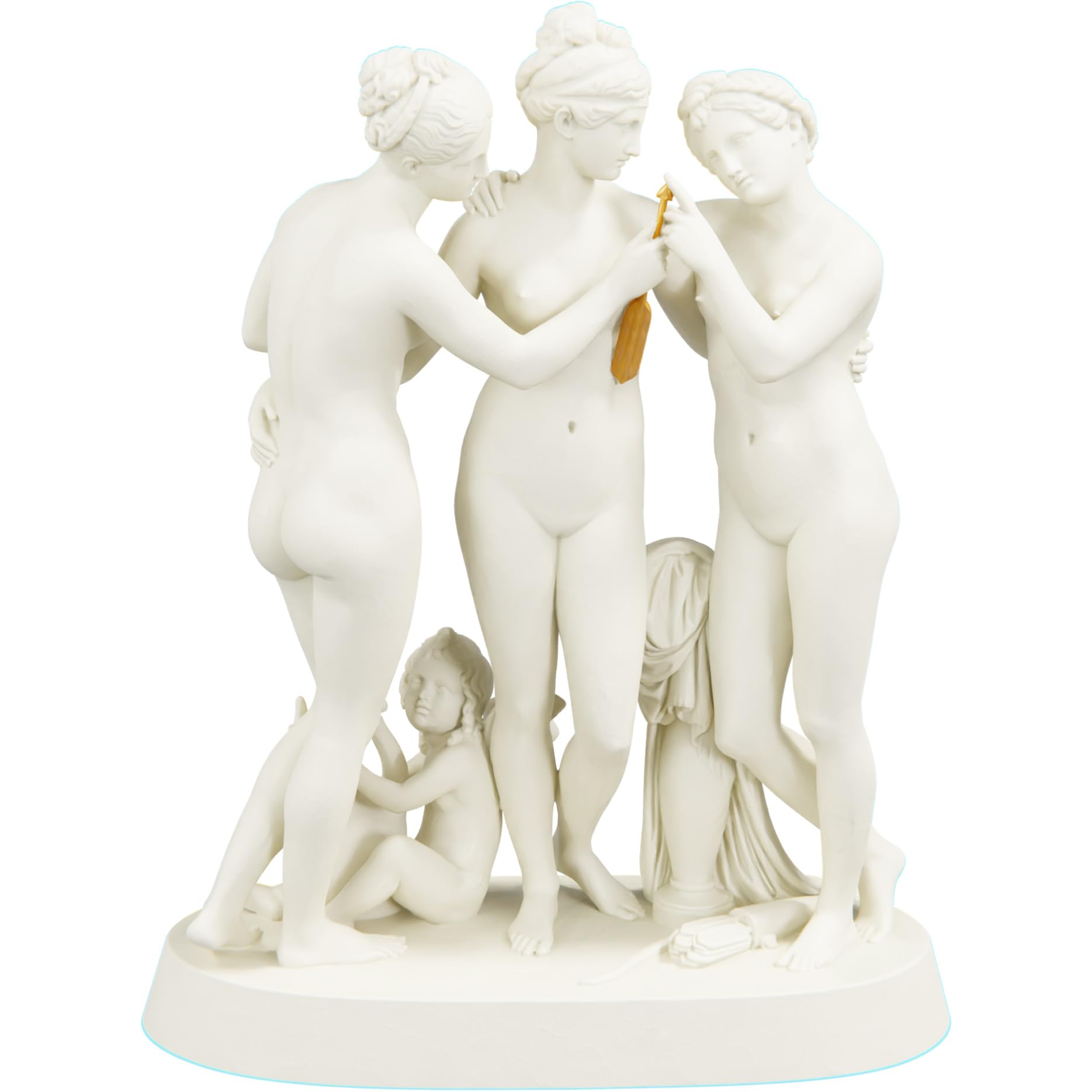 Estátua Três Graças com a flecha do Cupido - Thorvaldsen (Mármore