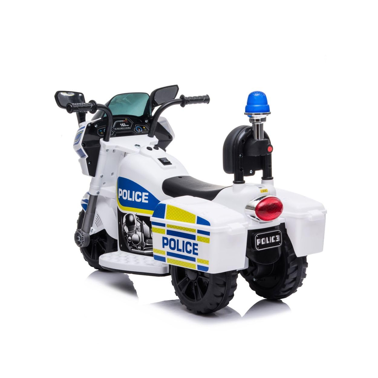 Chipolino Kinder Elektromotorrad Polizei 3 Räder Scheinwerfer Musikfunktion weiß blau