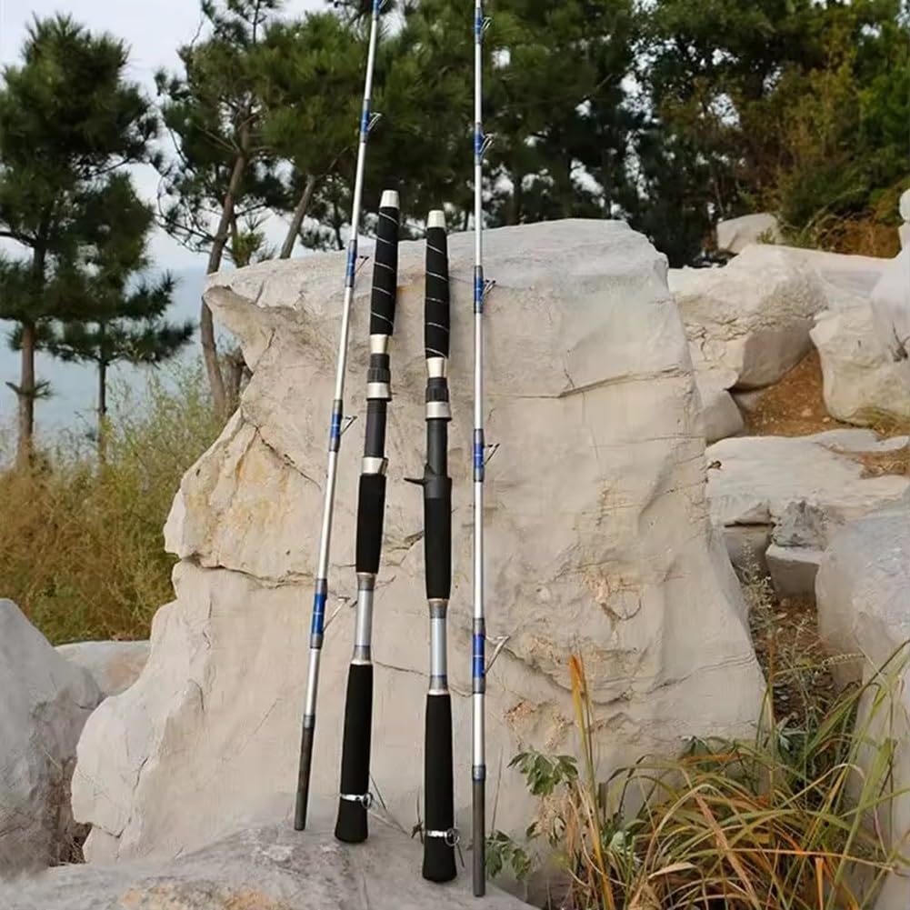 Caña Saltwater Slow Jigging Caña Super Hard Solid Fiberglass Caña de Pescar para Spinning(Spinning,2.1m)