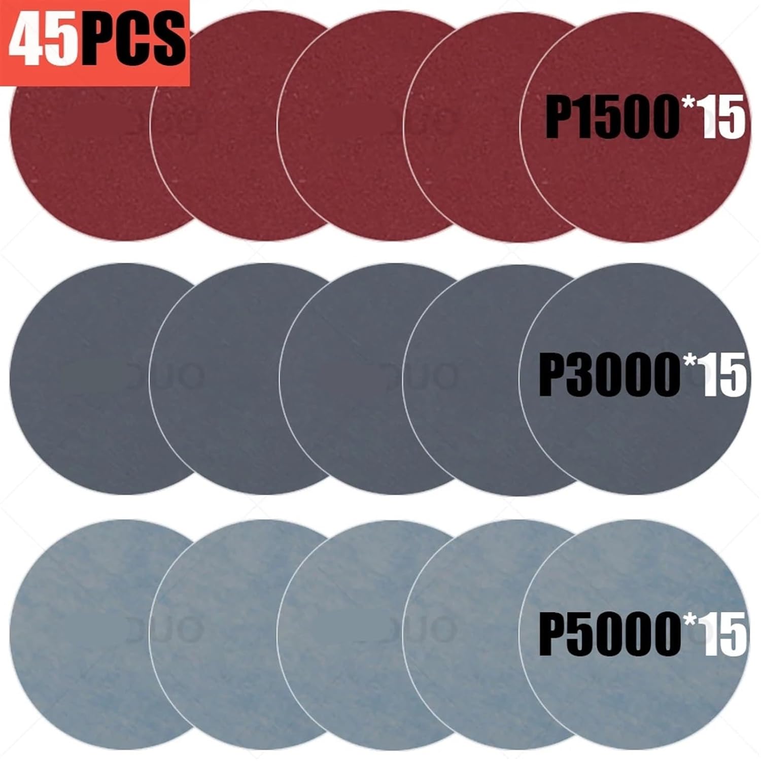 3 Inch Sanding Discs Polishing Pad Buffing Pad Waxing Sponge Car Lights Renovation Kit Automotive Polish(45pcs 1500 3000 5000)