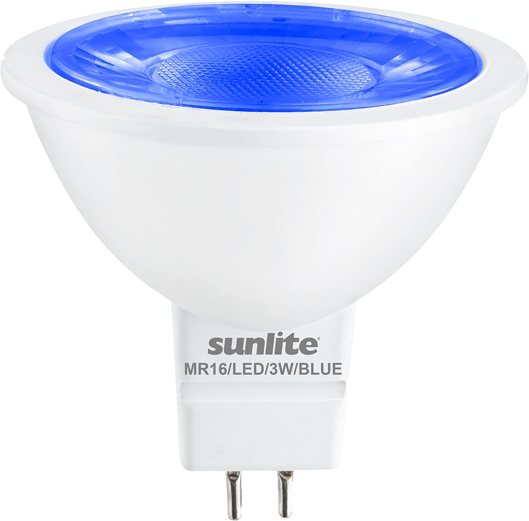 Sunlite 80856 LED MR16 Reflector Spotlight Bulb, 35 Lumens, 3 Watts (25W Halogen Bulb EQ) 12V, GU5.3 Bi-Pin Base, Non-Dimmable, Party Decoration, Holiday Lighting Blue Color, 1 Count
