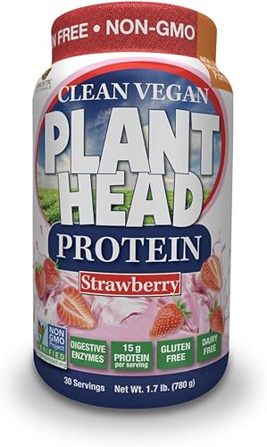 Miniatura 1 de Plant Head Protein Sabor Naturalmente Mejor Sabor Fresa Cruda Vegana Proteína Vegetariana Suplemento dietético Gluten Soja Lácteos Sin OGM  30