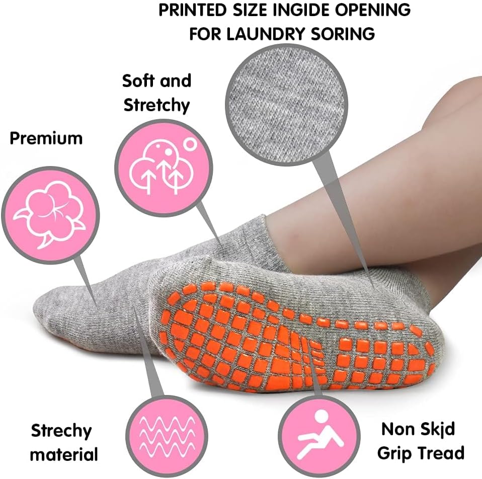 Tphon Boys Non Slip Trampolines Socks with Grips Ankle Socks for Toddler Low Cut Athletic Socks for Sports Games - Image 2