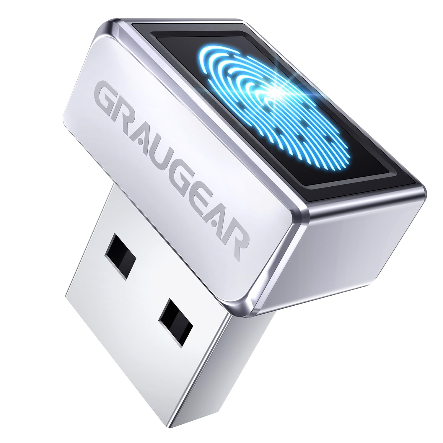 GRAUGEAR Capteur d'empreintes digitales USB pour PC [Keylogger] Fingerprint USB Passkey | Serrure biométrique tactile à 360° pour PC, prend en charge Windows 11 Hello, jusqu'à 10 empreintes par compte utilisateur